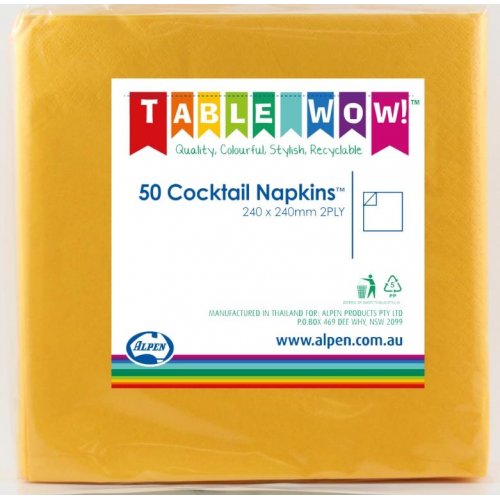 Yellow Cocktail Napkin 24x24cm 2ply P50