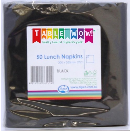 Black Lunch Napkin 33x33cm 2ply P50