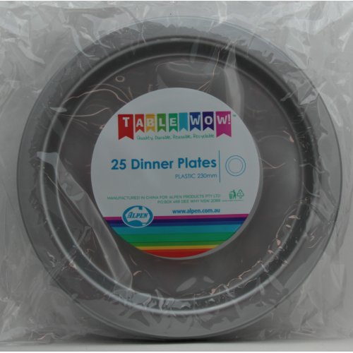 Plastic Silver Dinner Plate P25 230mm