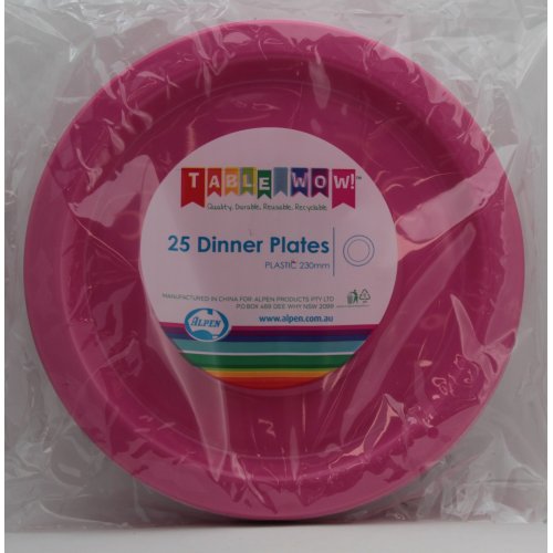 Plastic Magenta Dinner Plate P25 230mm