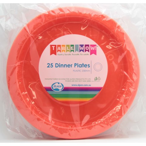 Plastic Orange Dinner Plate P25 230mm