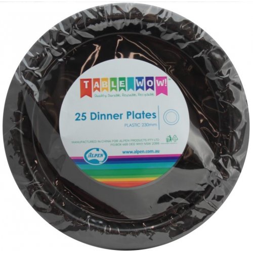 Plastic Black Dinner Plate P25 230mm