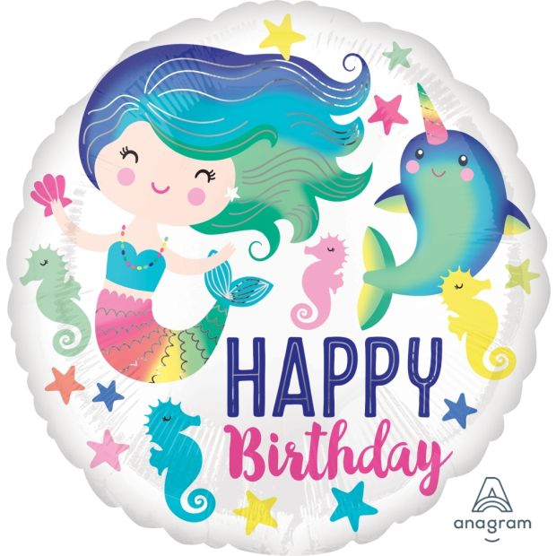 18 inch foil Mermaid Happy Birthday