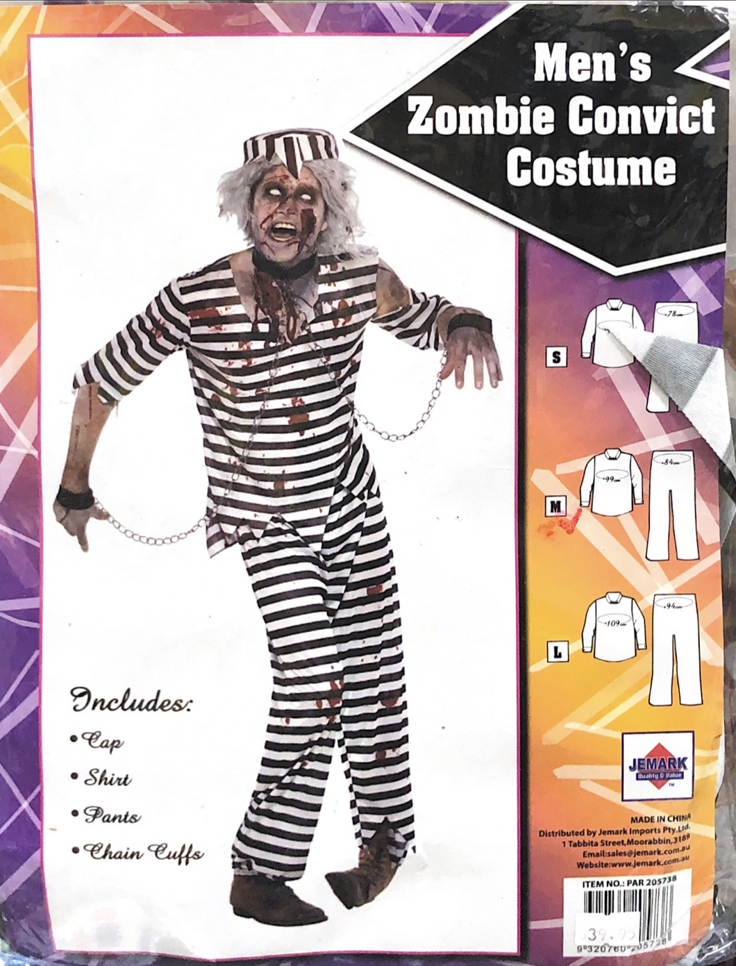 Zombie Convict (adult halloween costume)