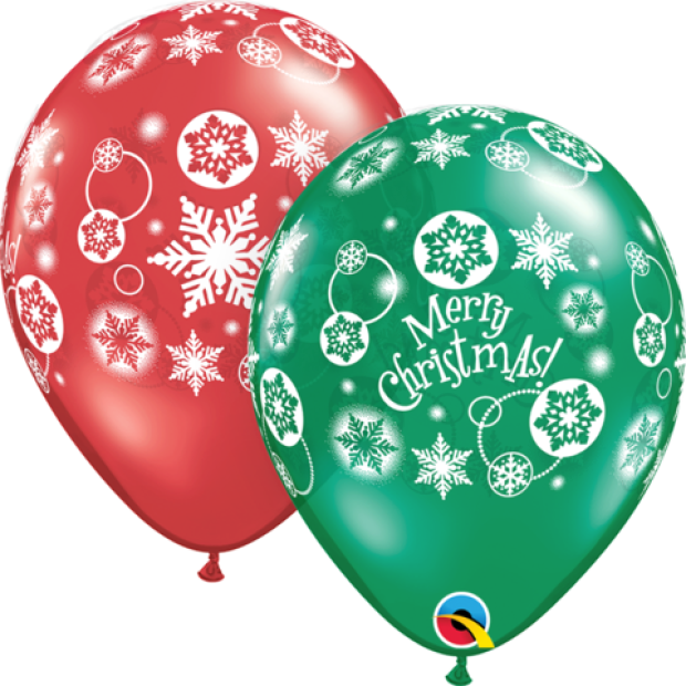 Latex balloon Printed 28cm Christmas Snowflakes Green