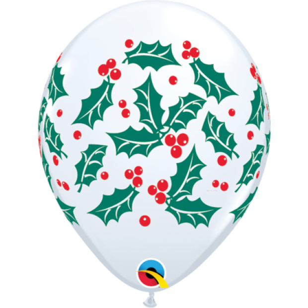 Latex balloon Printed 28cm Christmas Holly & Berries