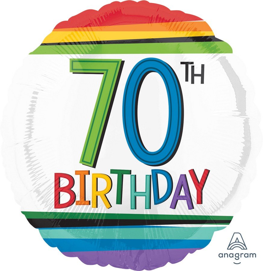 18 inch foil Anagram RAINBOW 70th BIRTHDAY