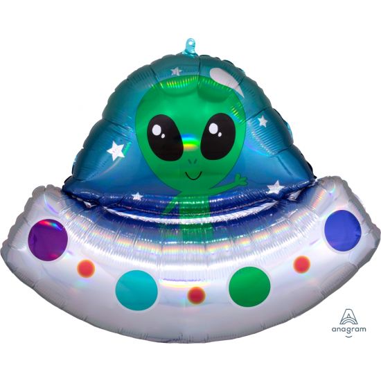 Anagram Foil SuperShape Alien Space Ship Iridescent (71cm x 53cm)