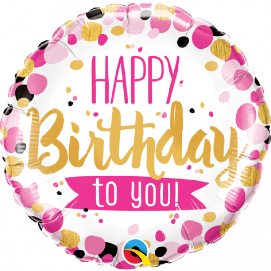 18 inch foil Qualatex Happy Birthday To You Pink and Gold