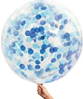 Latexballoon 90cm Giant Confetti inflated with helium blue