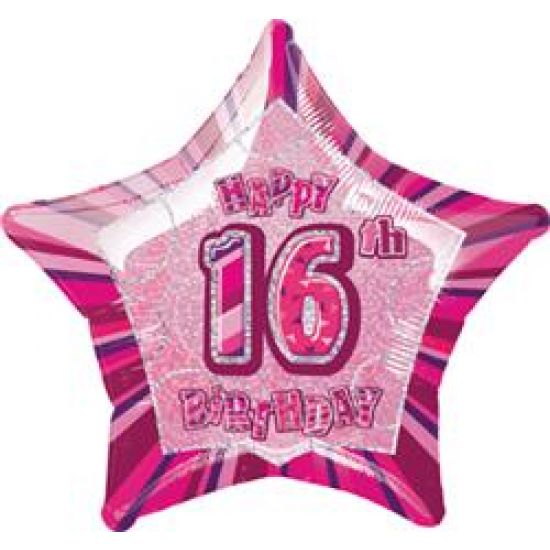 18 inch Foil Unique 16th Birthday Pink