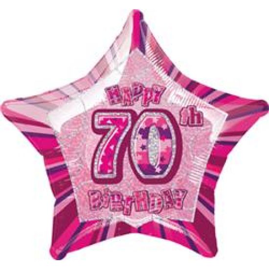 18 inch foil Unique Glitz 70th Birthday pink