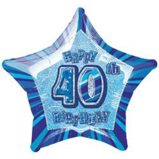 18 inch foil Unique Glitz 40th Birthday Blue