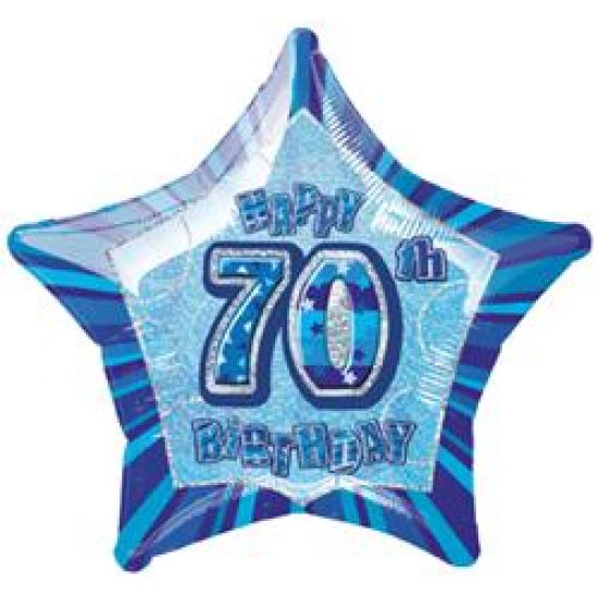 18 inch foil Unique Glitz 70th Birthday Blue