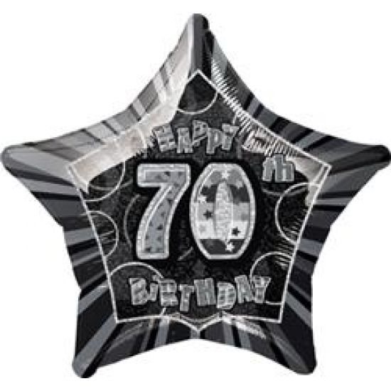 18 inch foil Unique Glitz 70th Birthday Black