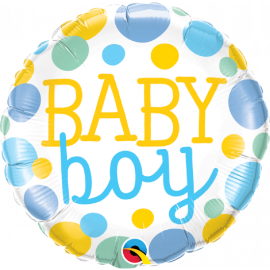 18 inch Foil Qualatex Baby Boy Dots