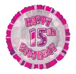 18 inch Foil unique 15th birthday pink