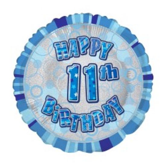 18 inch Foil Unique Happy 11th Birthday Blue