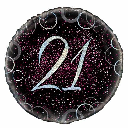 18 inch Foil Unique Black and Pink 21st Birthday