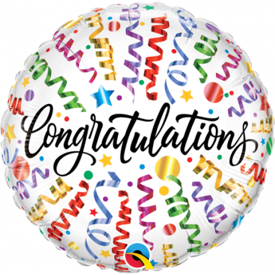 18 inch foil Qualatex Congratulations Streamers