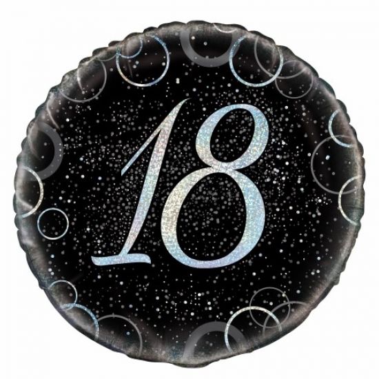 18 inch Foil Unique Black and Silver 18th Birthday