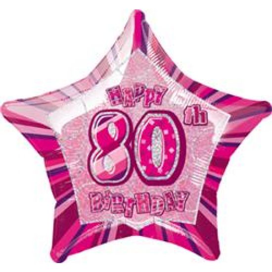 18 inch foil Unique Glitz 80th Birthday Pink