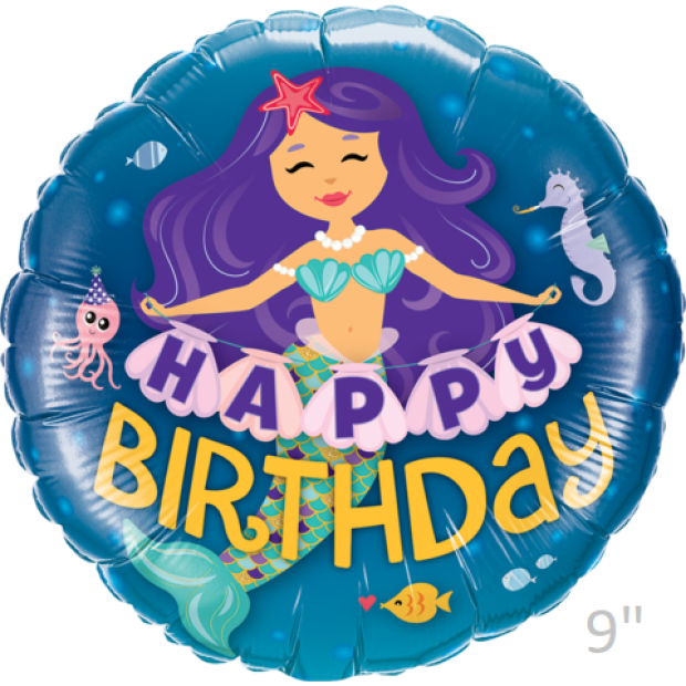 18 inch foil Qualatex 45cm Happy Birthday Mermaid