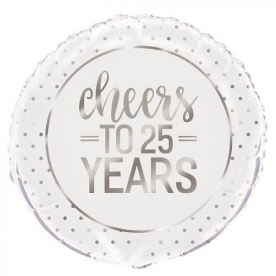 18 inch Foil Unique Cheers to 25 Years