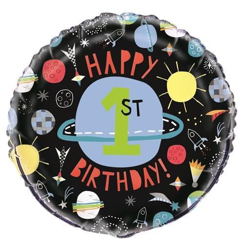 18 inch foil Unique 45cm Outer Space Happy 1st Birthday