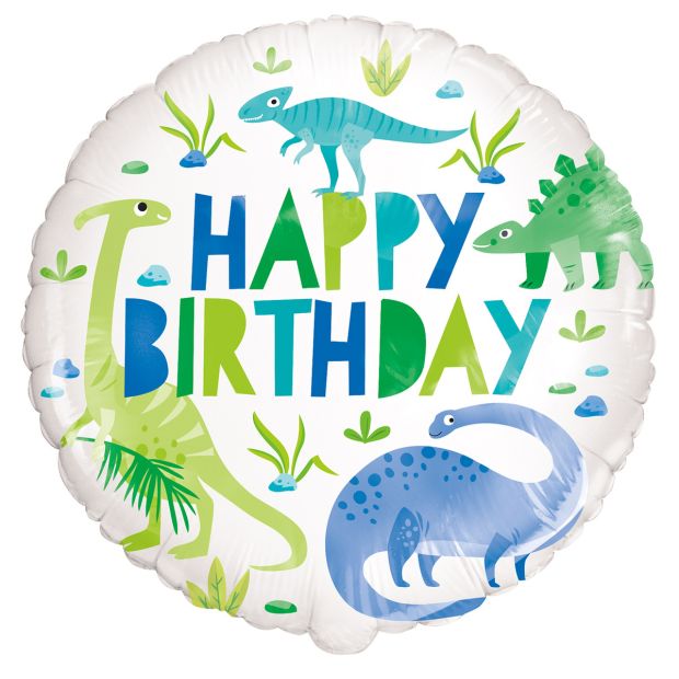 18 inch Foil Unique Foil Dinosaur - Happy Birthday 45cm