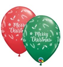 Latex balloon Printed 28cm Christmas Evergreen Red