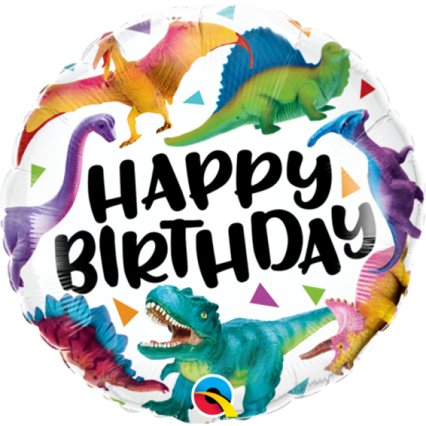 18 inch Foil Qualatex Foil 45cm  Birthday Dinosaurs