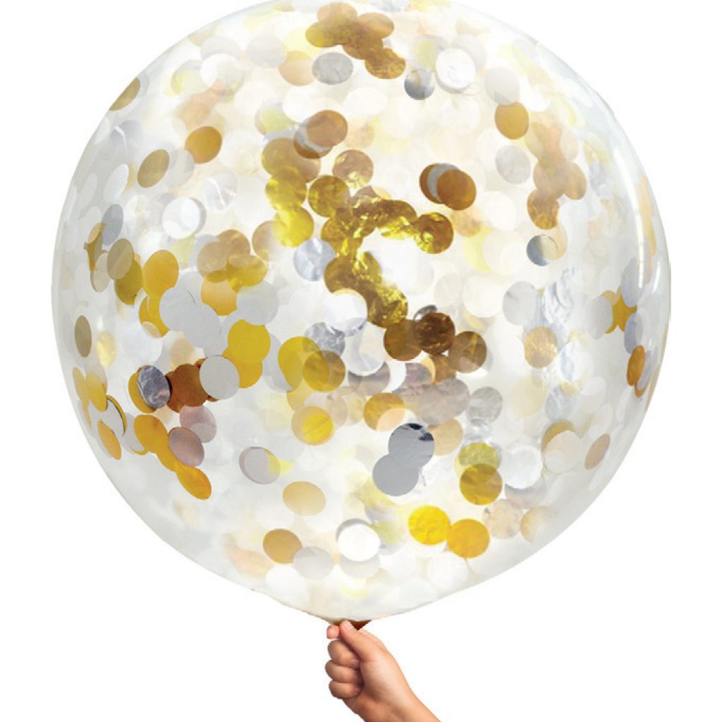 Latexballoon 90cm Giant Confetti inflated with helium 2