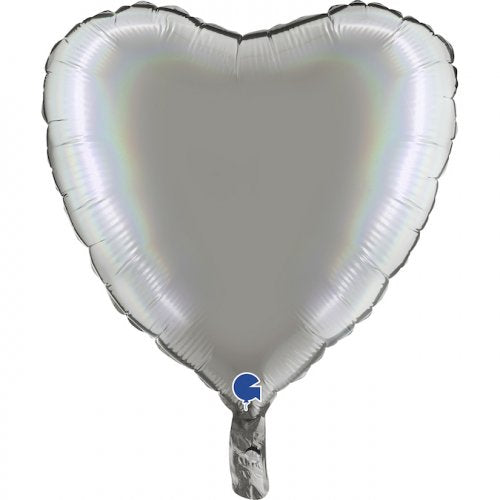 18 inch foil Heart Holographic Platinum Pure Heart