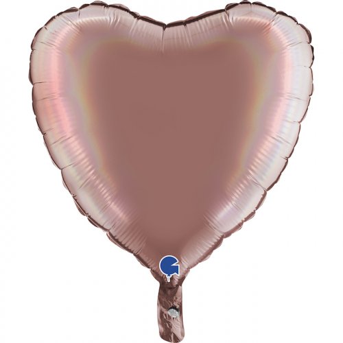 18 inch foil Holographic Platinum Rose Heart