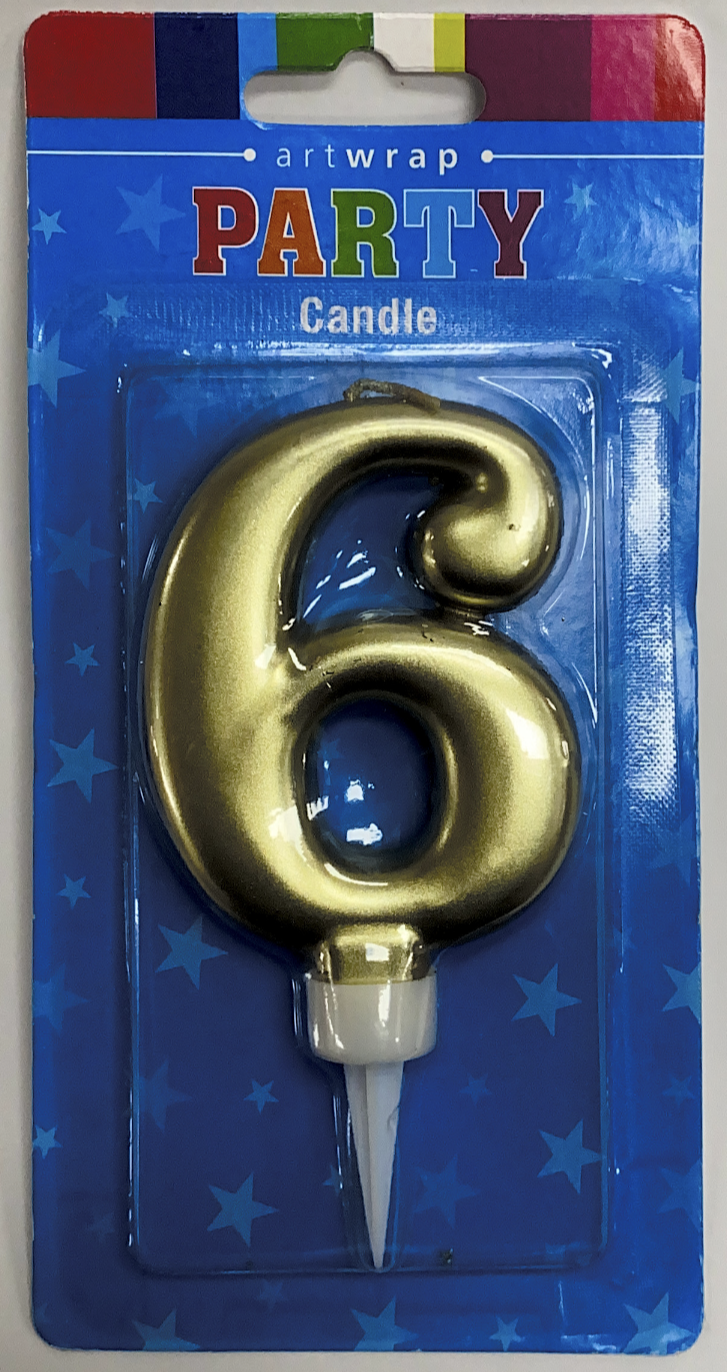 Number 6 Candle (gold)