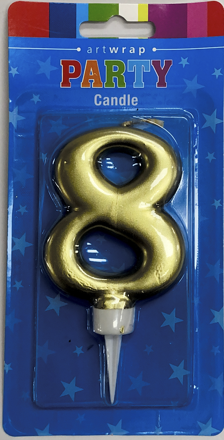 Number 8 Candle (gold)