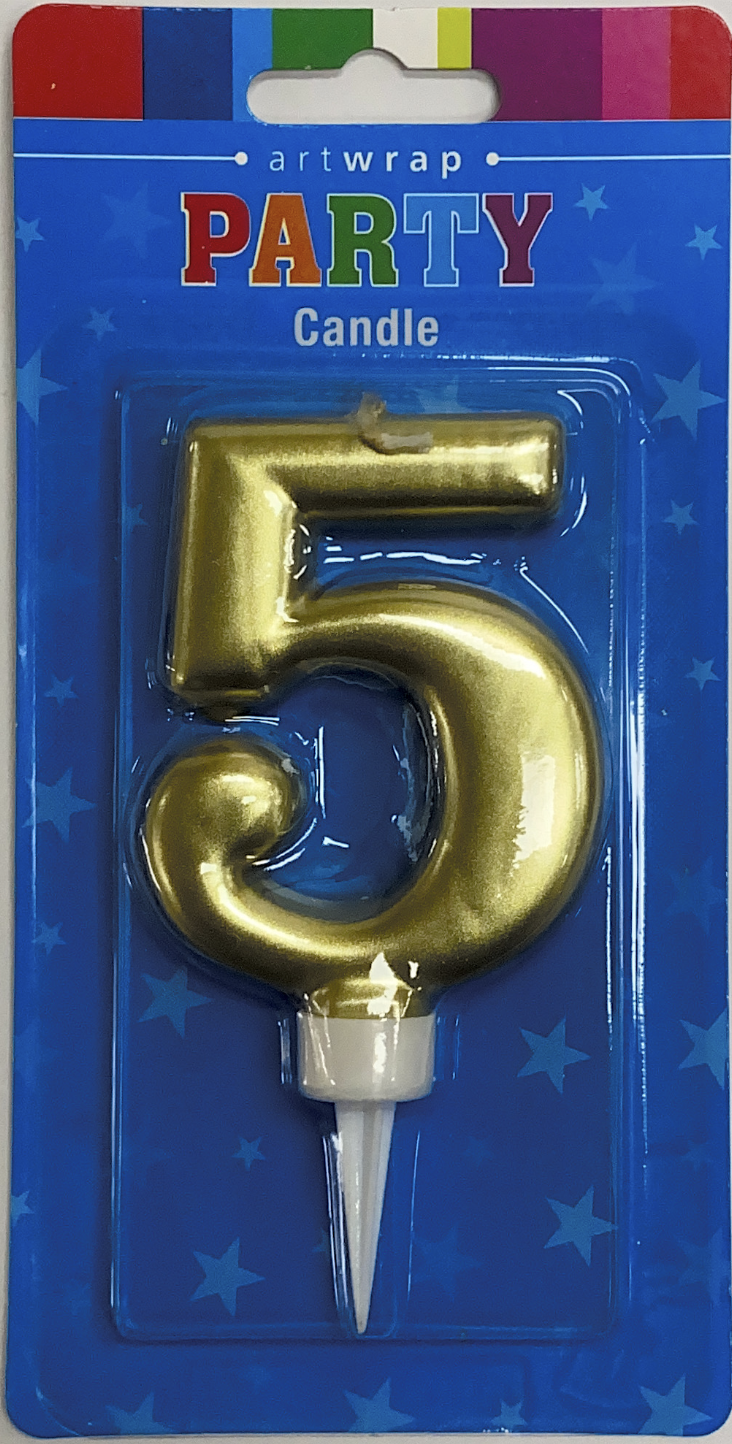 Number 5 Candle (gold)