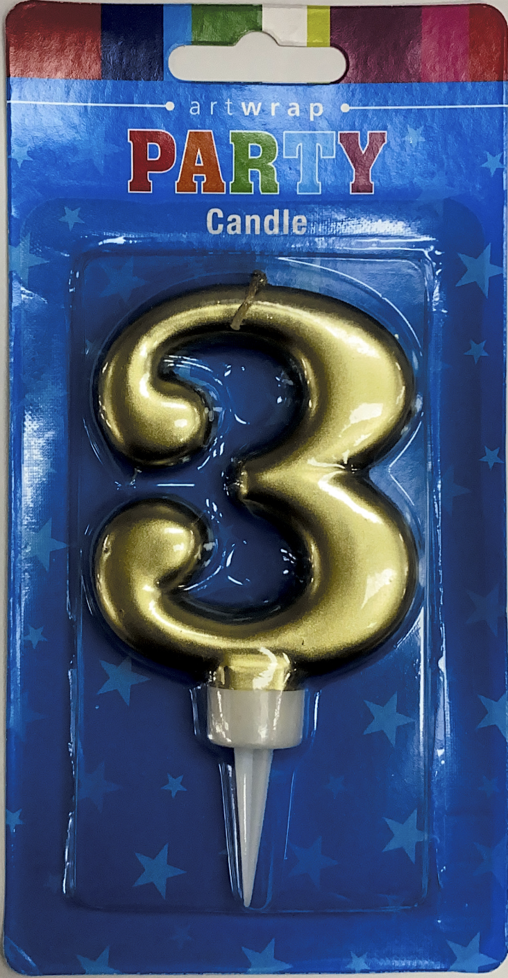 Number 3 Candle (gold)