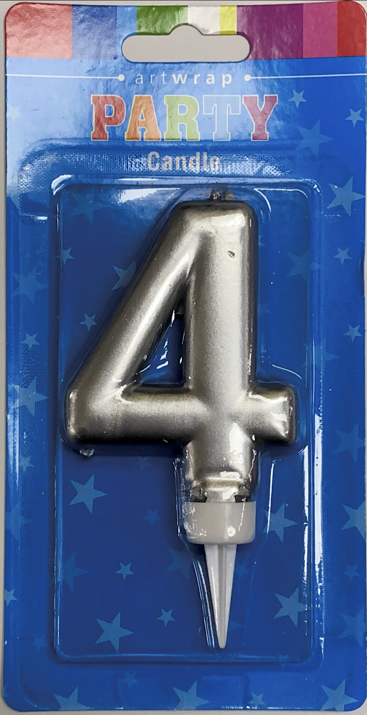 Number 4 Candle (silver)