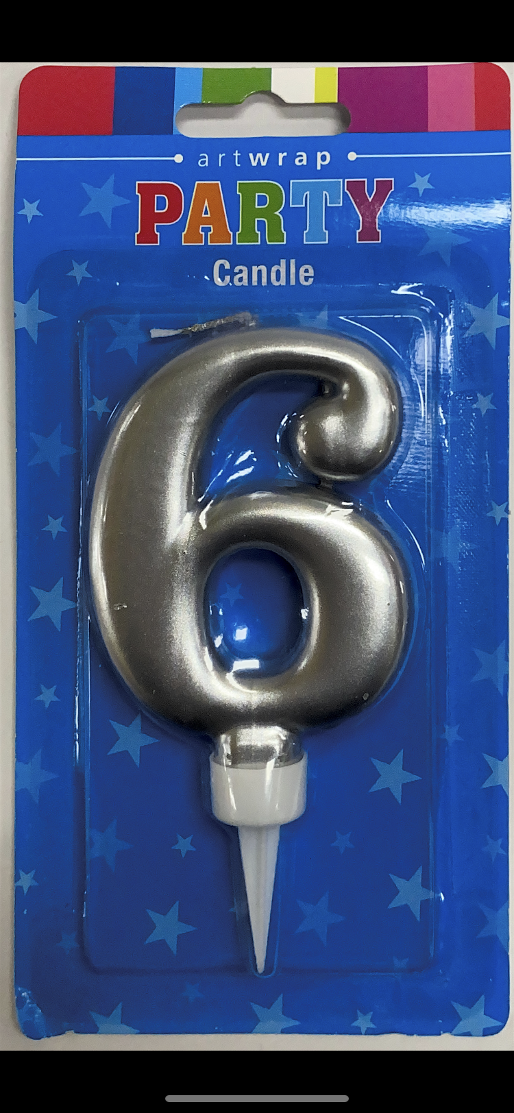 Number 6 Candle (silver)