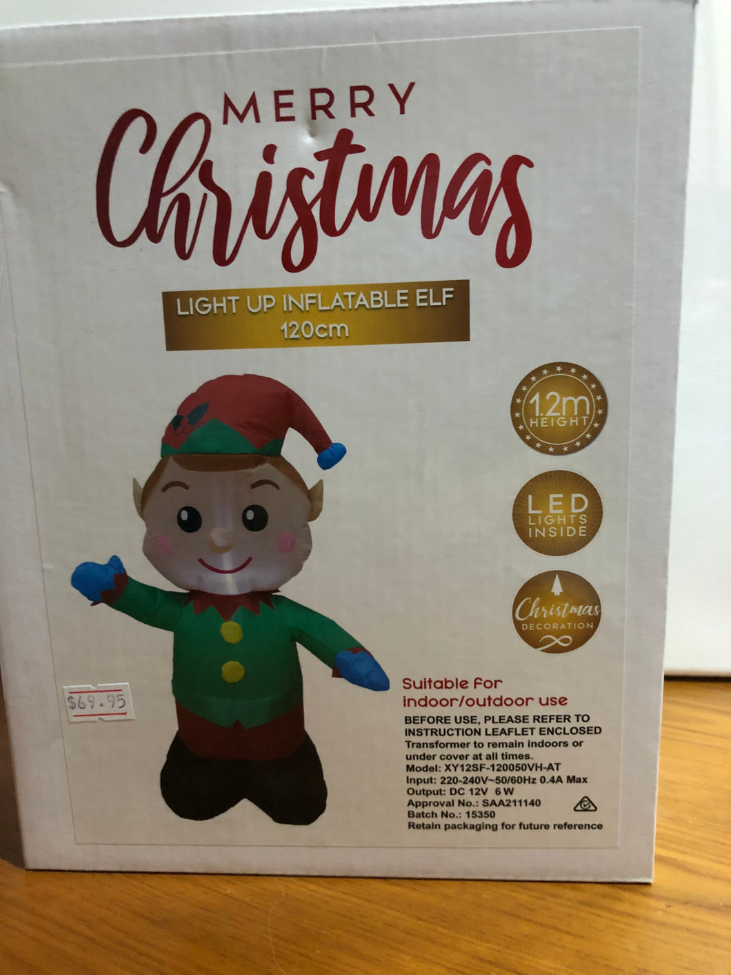 Christmas light up inflatable ELF 120cm