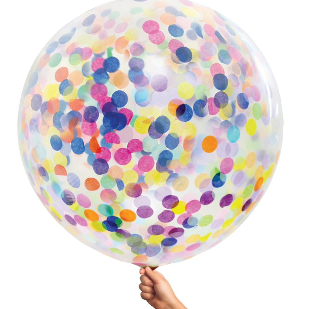 Latexballoon 90cm Giant Confetti inflated with helium 1