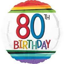 18 inch foil Anagram RAINBOW 80th BIRTHDAY