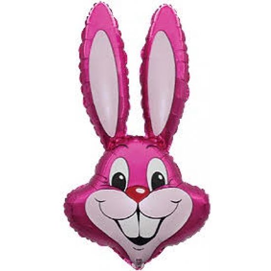 SuperShape FM Foil 89cm Rabbit Bunny Head Fuschia